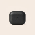 Black leather earbud case, front view