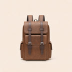 Light brown leather backpack, front view